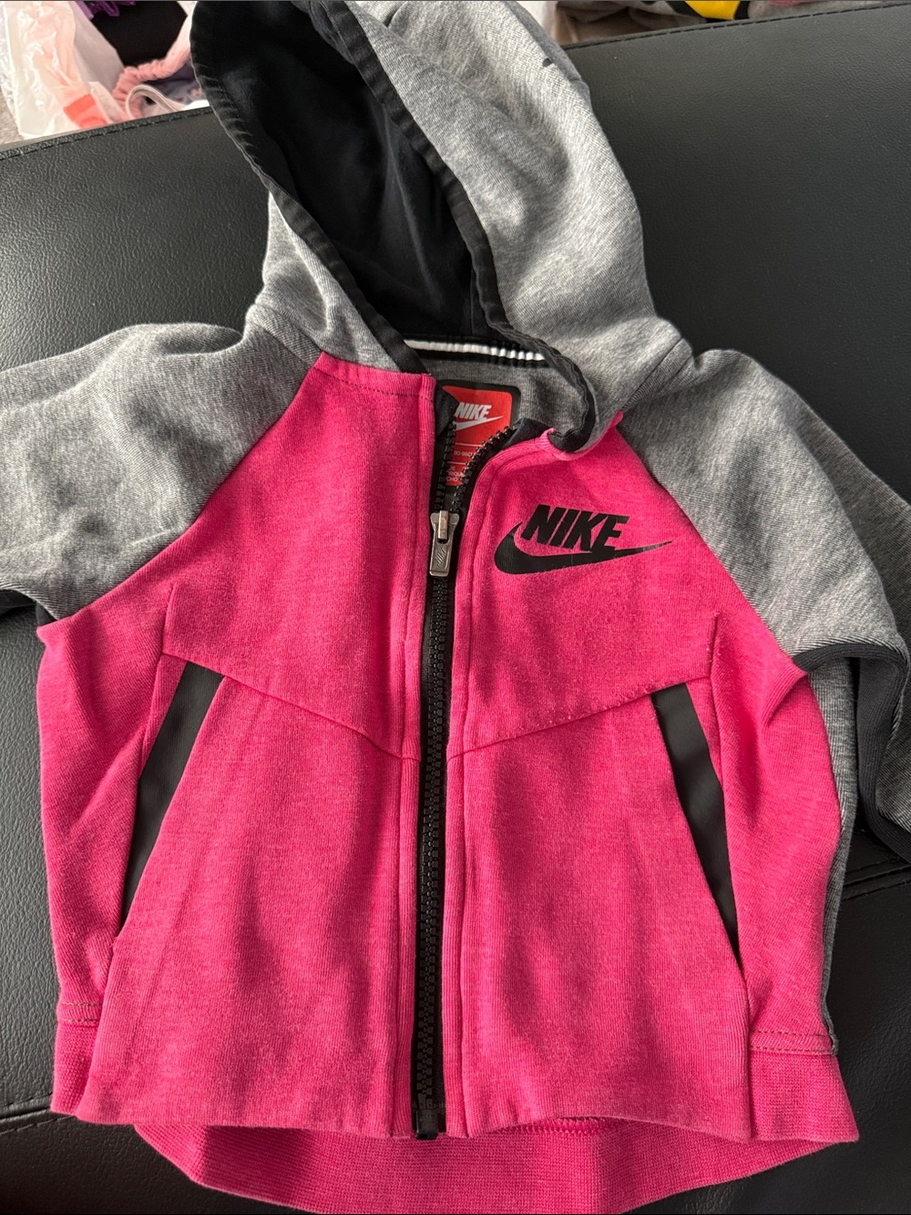 Nike Pink and Gray Full‑Zip Hooded Jacket